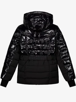 Aansluitende ski jas met capuchon en elastische riem