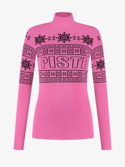Aansluitende top met logo patroon en col