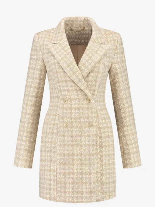 Blazer jurk met pied-de-poule patroon
