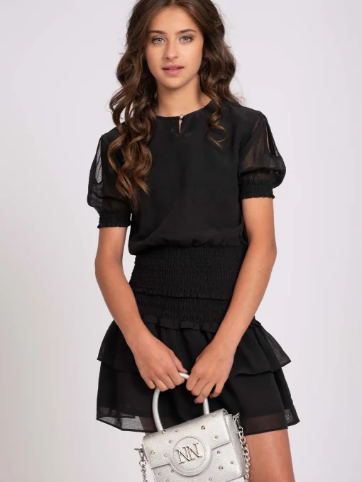 Blouse met broderie taille