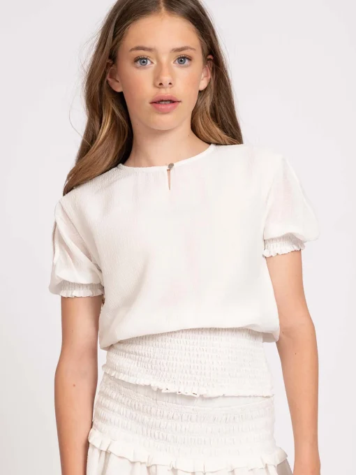 Blouse met broderie taille