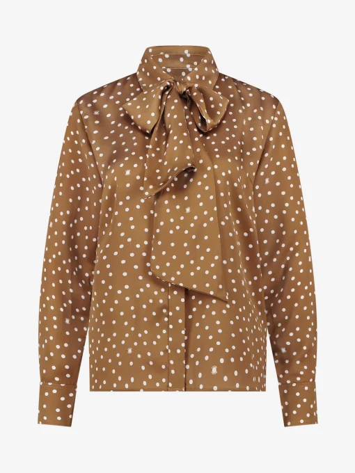 Blouse met stippen en strikkoord