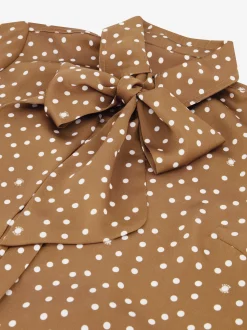 Blouse met stippen en strikkoord