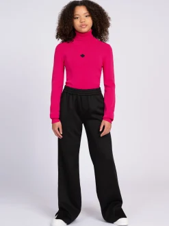 Broek met elastische tailleband en split
