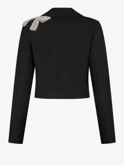 Cropped blazer met glitter strik