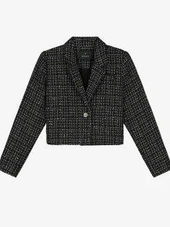 Cropped blazer met pied-de-poule patroon