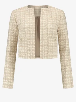 Cropped blazer met pied-de-poule patroon