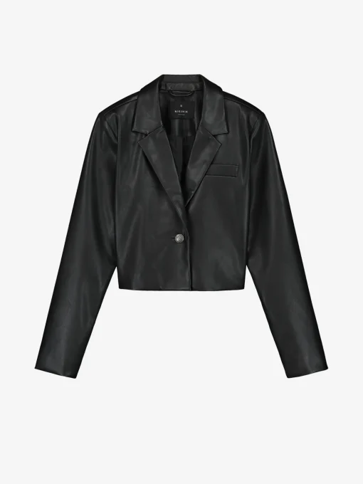 Cropped leren-look blazer