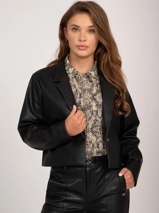 Cropped leren-look blazer