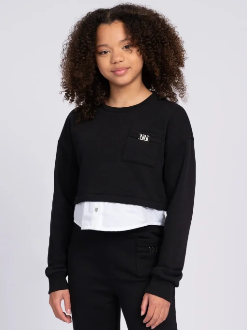 Cropped sweater met borstzakje