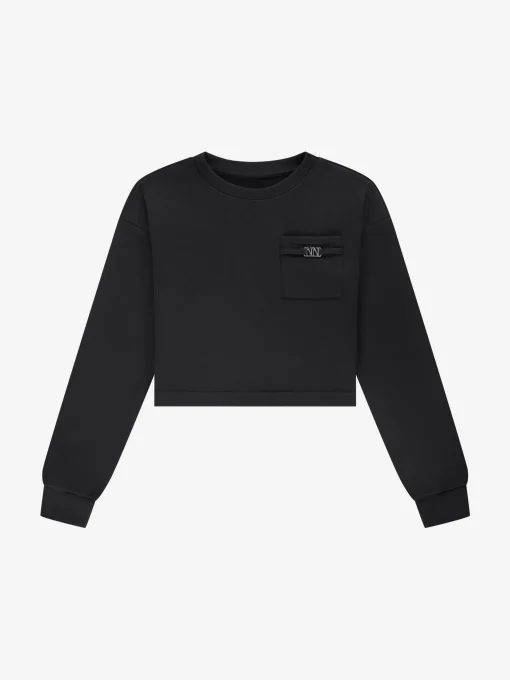Cropped sweater met borstzakje
