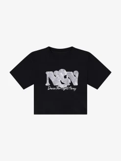 Cropped T-shirt met pailletten NIK&NIK logo