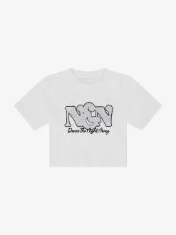Cropped T-shirt met pailletten NIK&NIK logo
