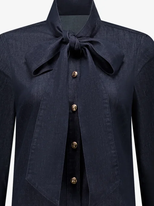 Denim blouse met strikkoord