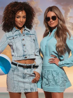 Denim jacket met lijn detail