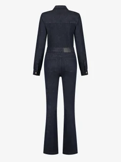 Denim jumpsuit met strikkoord