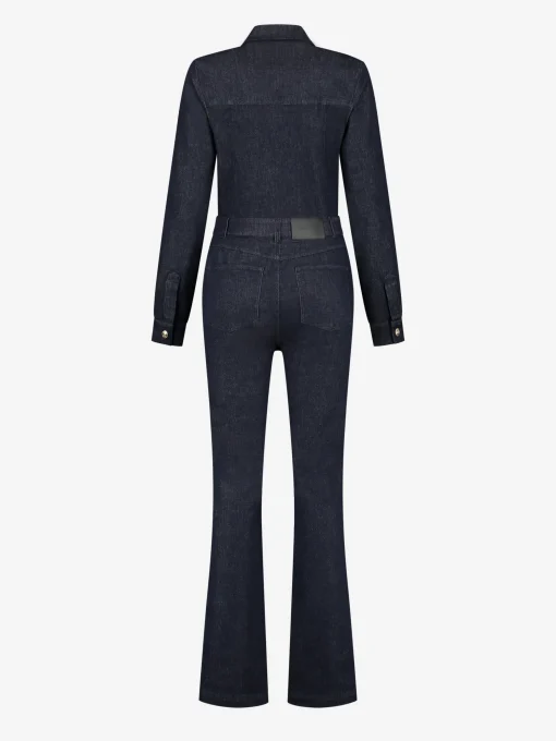 Denim jumpsuit met strikkoord