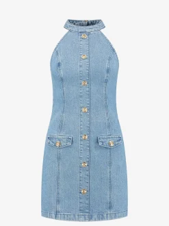 Denim jurk met turtleneck