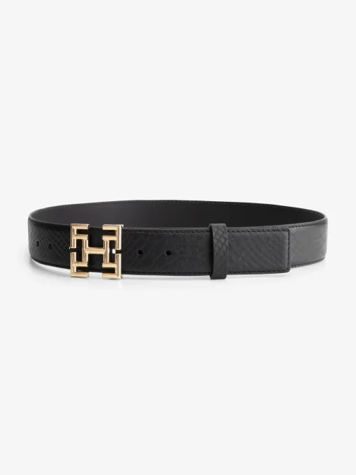Dunne croco riem met logo gesp