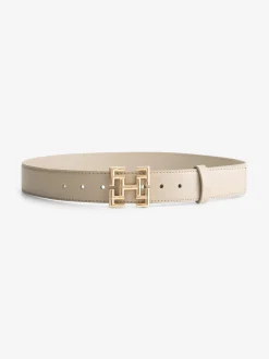 Dunne riem met logo gesp