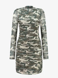 Fitted jurk met all-over print