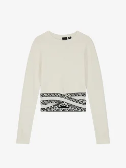 Fitted top met logo tailleband