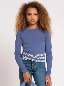 Fitted top met logo tailleband