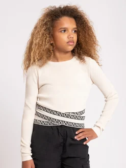 Fitted top met logo tailleband