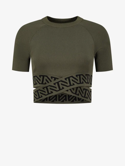 Fitted t-shirt met gekruisde logo banden