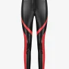Fitted vegan leren broek met middelhoge taille