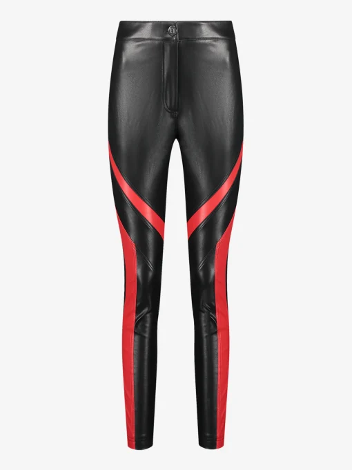Fitted vegan leren broek met middelhoge taille