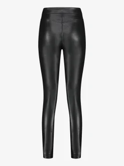 Fitted vegan leren broek met middelhoge taille