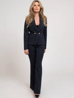 Flared broek met krijtstreep