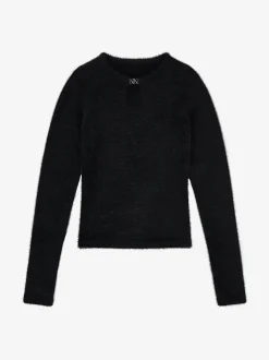Fluffy trui met detail bij hals