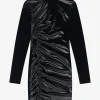 Gedrapeerde jurk met velvet look
