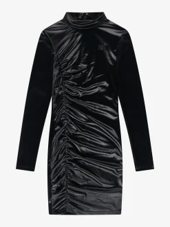 Gedrapeerde jurk met velvet look