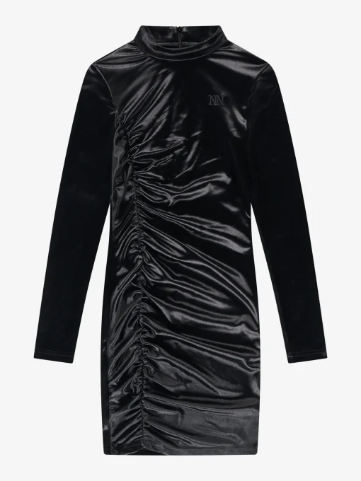 Gedrapeerde jurk met velvet look