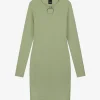 Geribbelde jurk met open detail