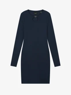 Geribbelde jurk met open detail