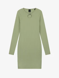 Geribbelde jurk met open detail