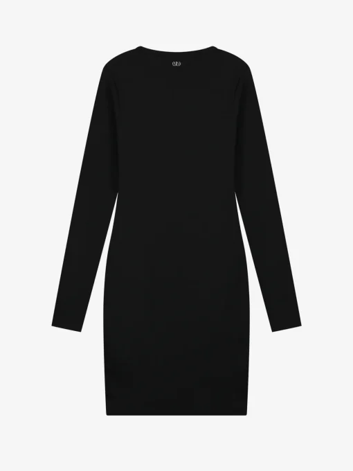 Geribbelde jurk met open detail