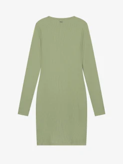 Geribbelde jurk met open detail