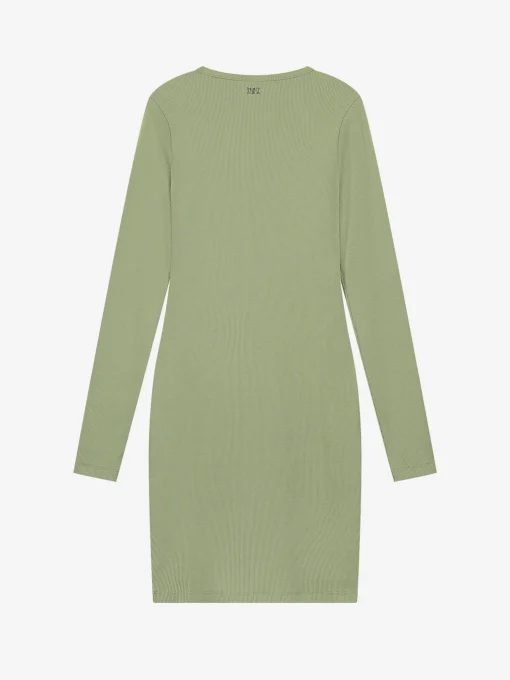 Geribbelde jurk met open detail