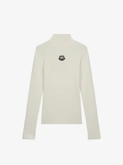 Geribbelde ski pully met col
