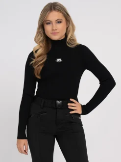Geribbelde ski pully met col