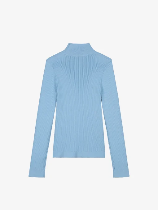 Geribbelde ski pully met col