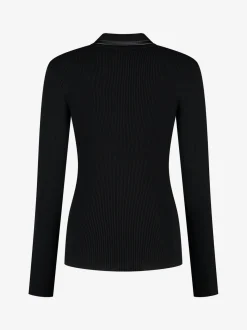 Geribbelde sweater met rits bij de hals