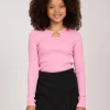 Geribbelde top met open detail