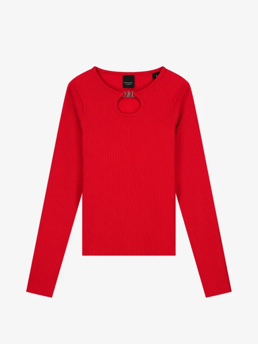 Geribbelde top met open detail