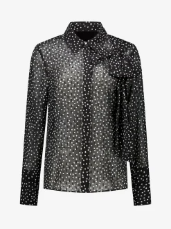 Gestippelde blouse met strik detail